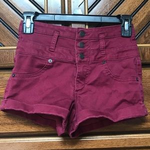 maroon high waisted shorts
